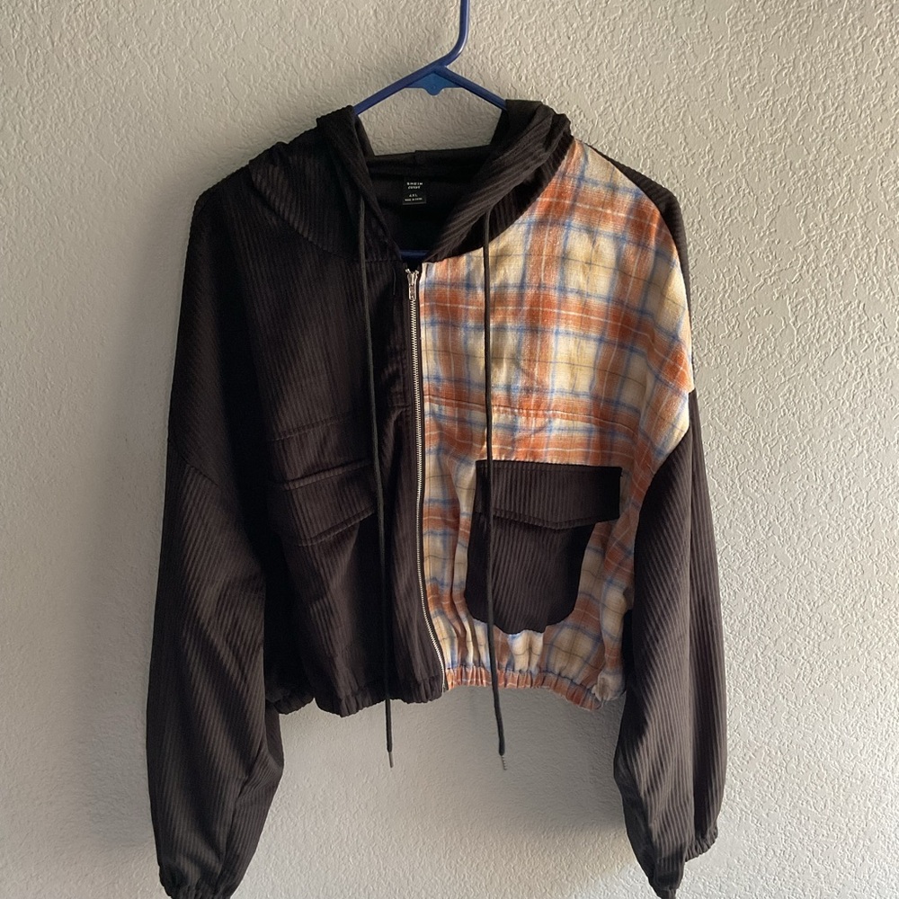 SHEIN Black and Plaid Jacket